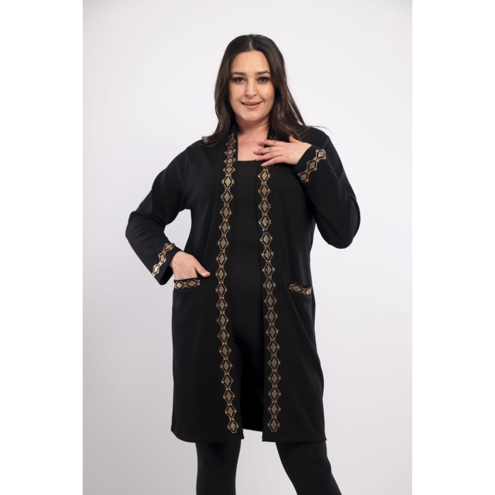 Soft Kumaş Taş Süsleme Hırka - Model:0892