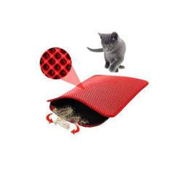 PetPretty Elekli Kedi Tuvalet Önü Paspası 60 x 45 Cm Kırmızı