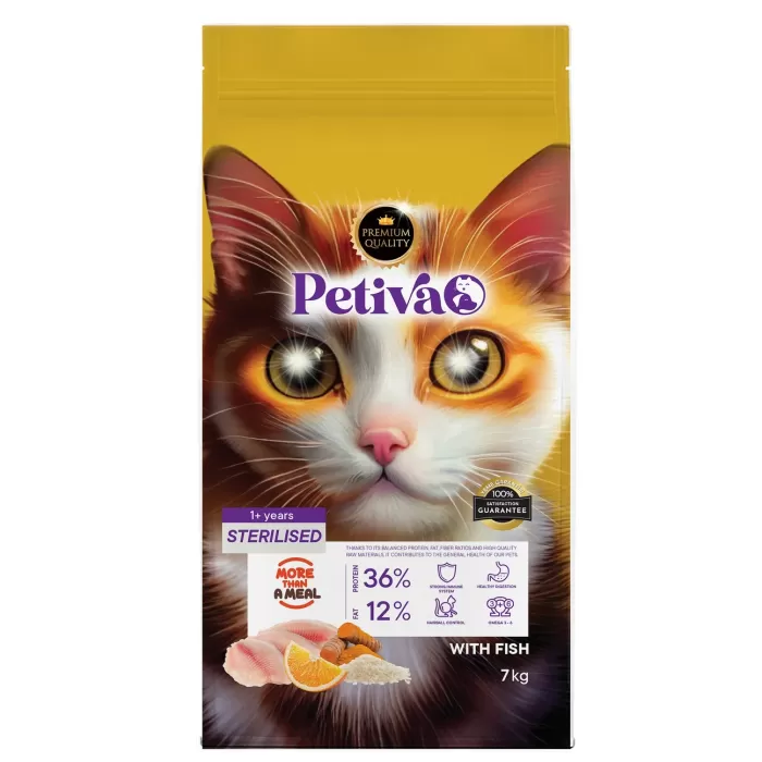 Petiva Kısırlaştırılmış Yetişkin Kediler İçin Balık Etli Kuru Kedi Maması 7 Kg