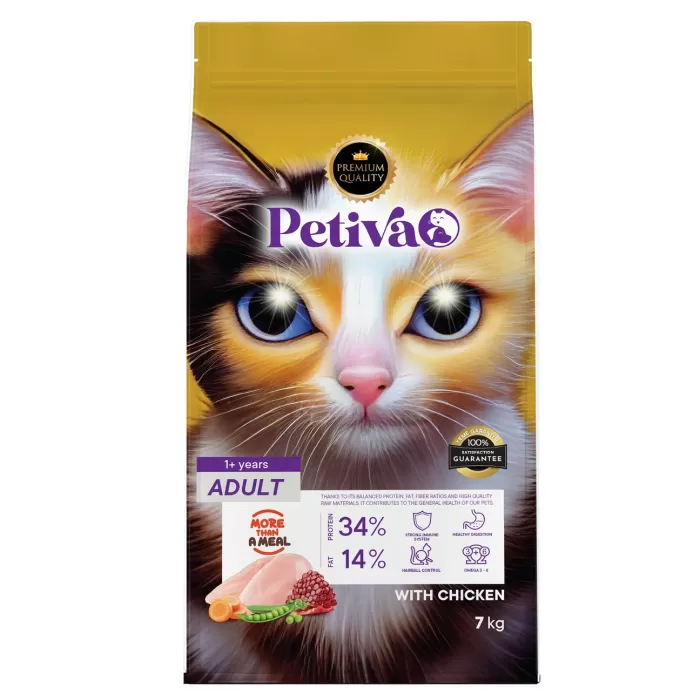 Petiva Yetişkin Kediler İçin Tavuk Etli Kuru Kedi Maması 7 Kg