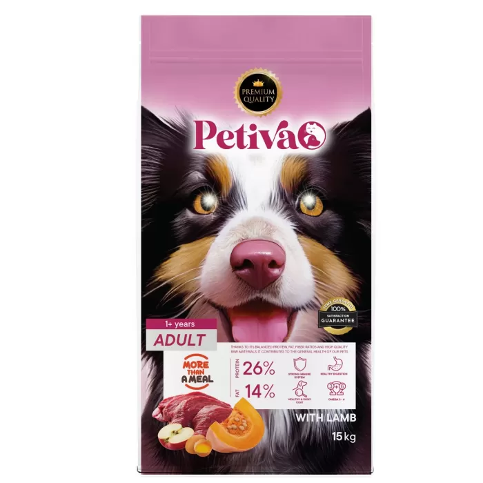 Petiva Yetişkin Köpekler İçin Kuzu Etli Kuru Köpek Maması 15 Kg