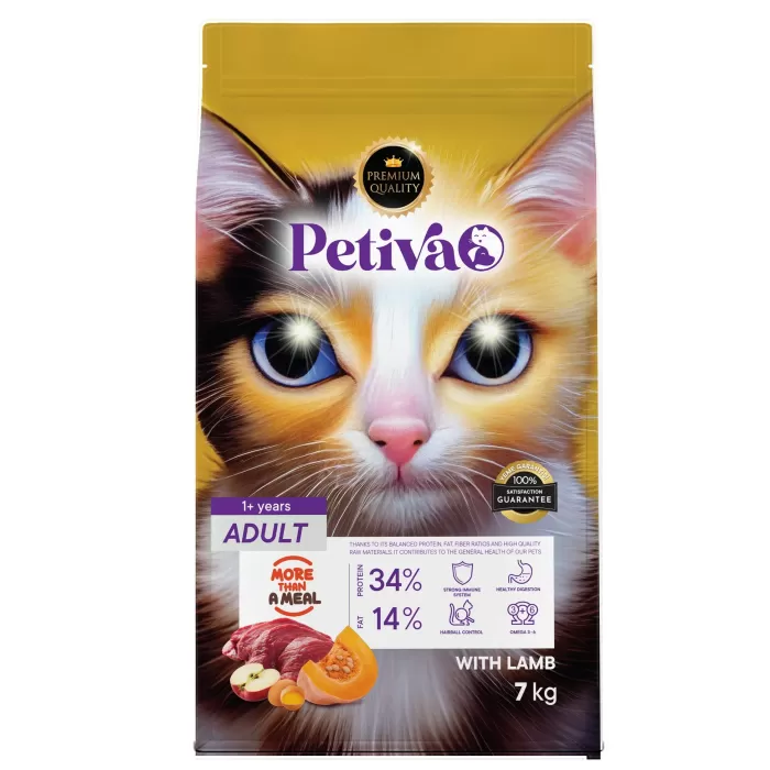 Petiva Yetişkin Kediler İçin Kuzu Etli Kuru Kedi Maması 7 Kg
