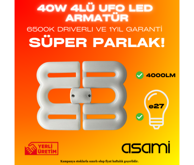 ***ÖN SİPARİŞ WHATSAPP***40W 4000LM 6LI  E27 DUYLU 6500K BEYAZ IŞIK SÜPER PARLAK SERİ UFO LED ARMATÜR GARANTİLİ