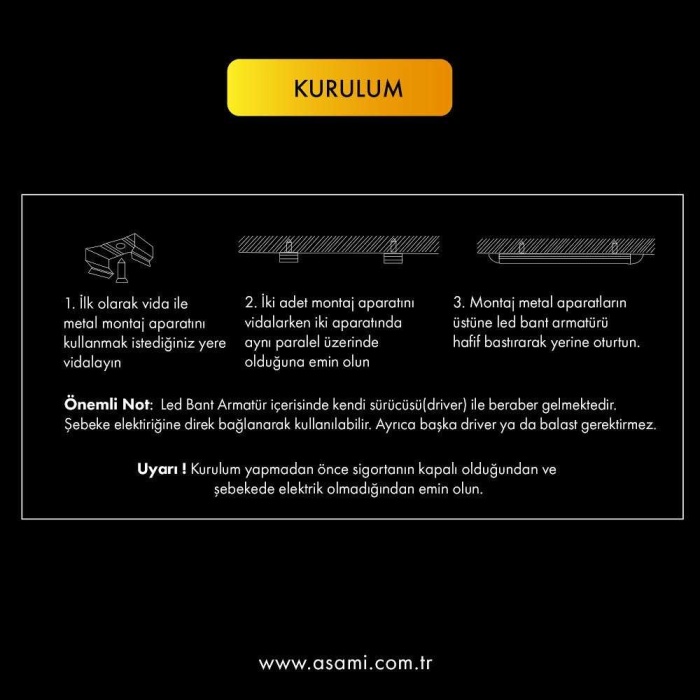 ASAMI LED BANT ARMATÜR 18-20W 1.KALİTE 60CM (KOLİ SATIŞ KOLİ ADET:40 KOLİ DIŞI GÖNDERİM YOK)