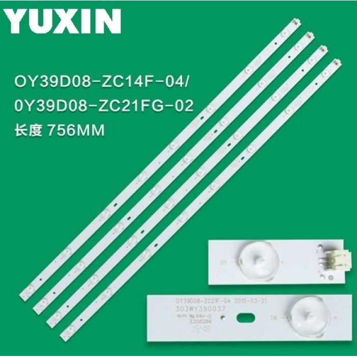 OY39D08-ZC21FG-02 LED BAR BACKLIGHT 756MM 75.6CM 8LEDLİ BACKLIGHT   TELEFOX 39TD3900 LED BAR   AWOX 39 HD P40100 LED BAR   AWOX P40200 PLUS LED BAR