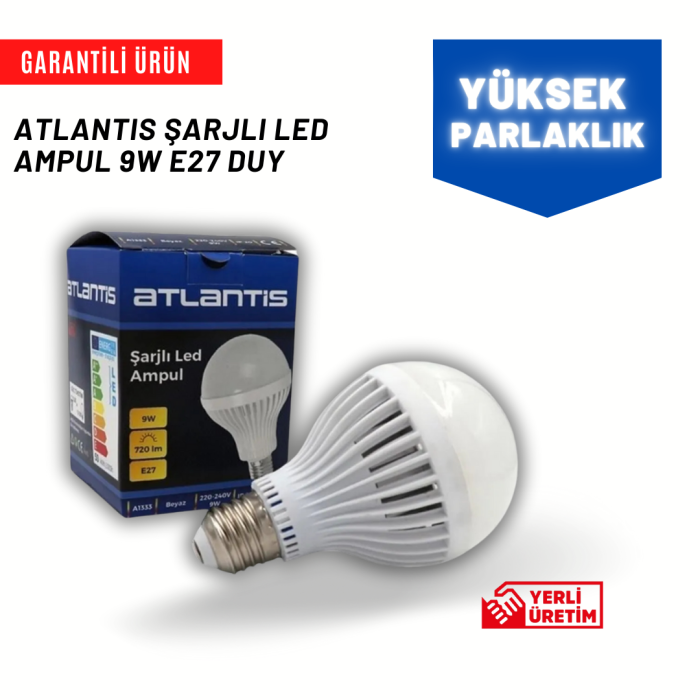 9W ŞARJLI LED AMPUL 6500K 1.SINIF