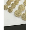 14 Adet Karışık Boy Hasır Desenli Gold Renk Trençkot,Kaban Ve Blazer Ceket Düğmesi Takımı