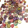 100 Adet 25 Mm Yuvarlak Ahşap Retro Etnik Desen Düğme