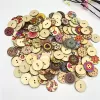 100 Adet 25 Mm Yuvarlak Ahşap Retro Etnik Desen Düğme