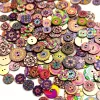 100 Adet 25 Mm Yuvarlak Ahşap Retro Etnik Desen Düğme