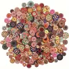 100 Adet 25 Mm Yuvarlak Ahşap Retro Etnik Desen Düğme