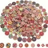 100 Adet 25 Mm Yuvarlak Ahşap Retro Etnik Desen Düğme
