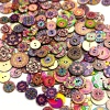 100 Adet 20 Mm Yuvarlak Ahşap Retro Etnik Desen Düğme