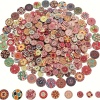 20 Adet 25 Mm Yuvarlak Ahşap Retro Etnik Desen Düğme