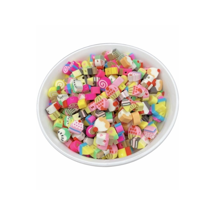 25 Adet Polimer Kil Fimo Karışık Cupcake Pasta Dondurma Figür Boncuk Hamur Boncuk