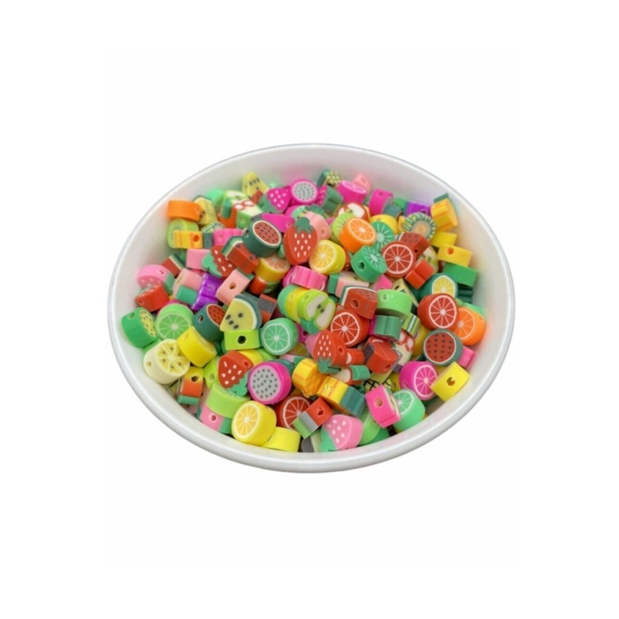 25 Adet 10 mm Polimer Fimo Karışık Meyve Figür Boncuk Hamur Boncuk