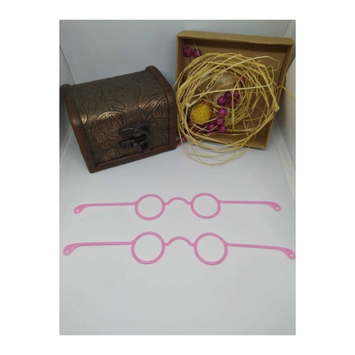 2 Adet Pembe Renkli Plastik Gözlük Amigurumi Bebekler Için