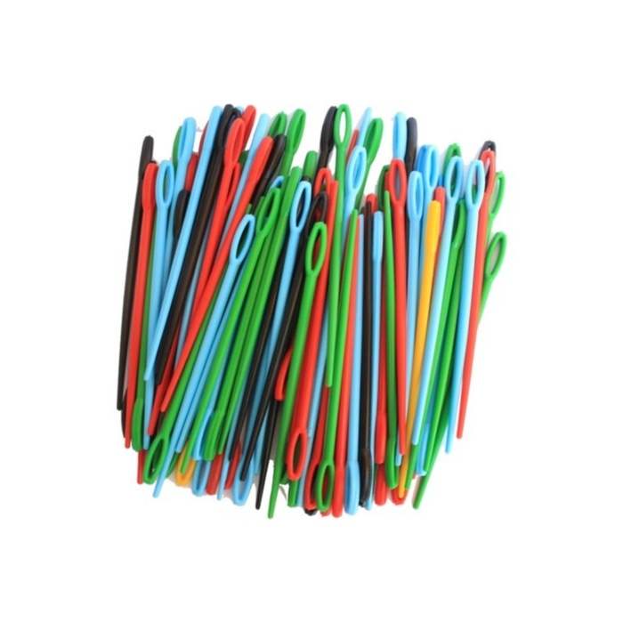 100 Adet 9 cm Boyutlarında Karışık Plastik Yün İğne İğnesi Çocuklar İçin Eğitici İğne