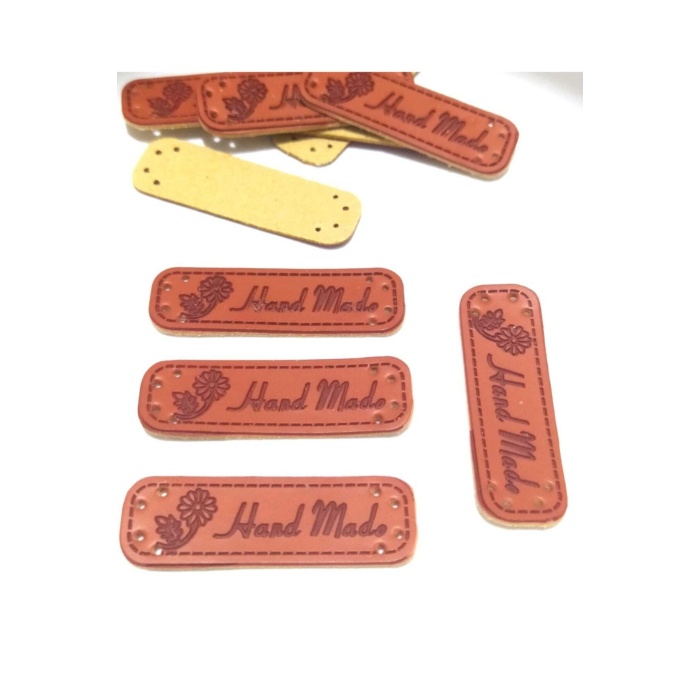 10 Adet Handmade Deri Etiket Çiçek Figürlü Etiket , Etiketler
