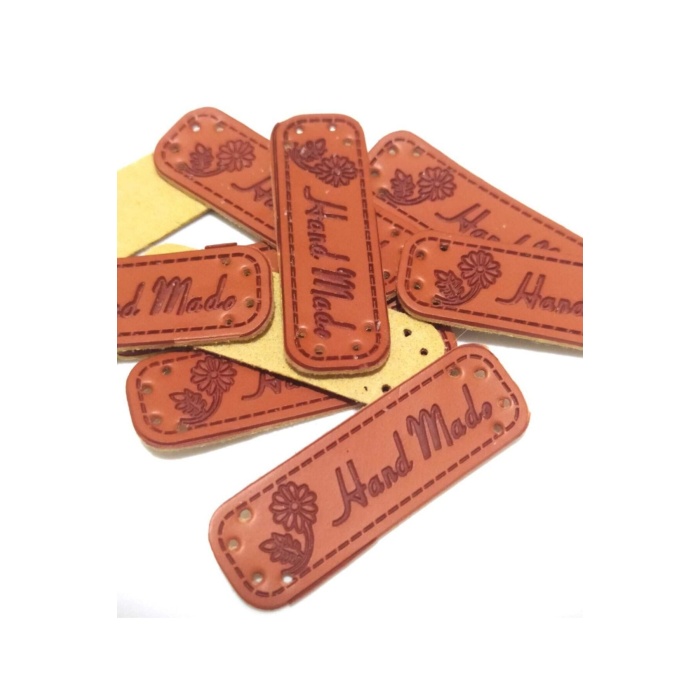 10 Adet Handmade Deri Etiket Çiçek Figürlü Etiket , Etiketler