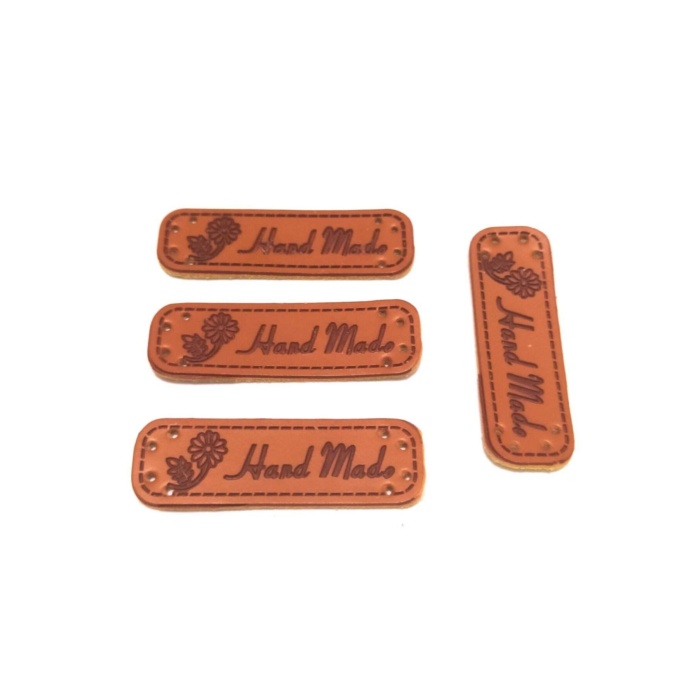 10 Adet Handmade Deri Etiket Çiçek Figürlü Etiket , Etiketler