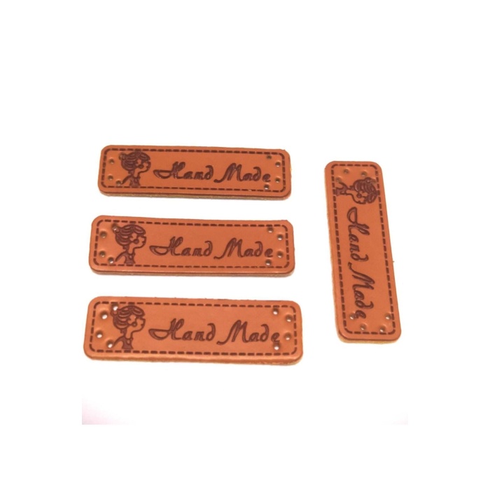 10 Adet Handmade Deri Etiket Kız Figürlü Etiket , Etiketler
