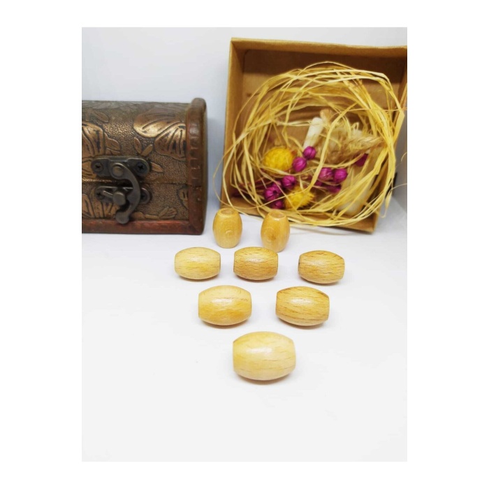 100 Gr Ahşap Makrome (makrame) Boncuğu 19 Mm Oval Bej Rengi