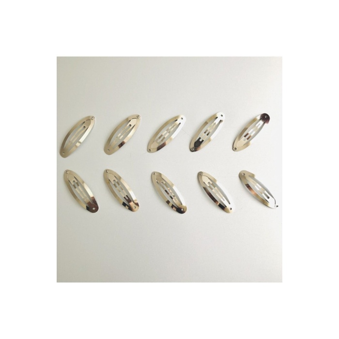 6 Cm Gümüş Rengi Kaliteli Klipsli Oval Metal Çıtçıt Toka