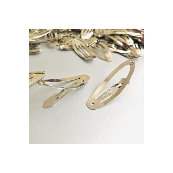 6 Cm Gümüş Rengi Kaliteli Klipsli Oval Metal Çıtçıt Toka