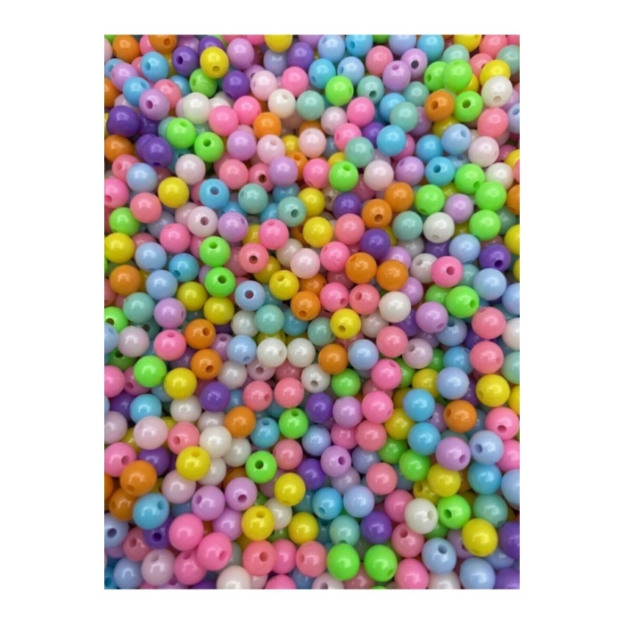 25 gr 10 Mm Pastel Karışık Renkli Yuvarlak Plastik Boncuk Takı Yapım Boncuğu (25 gr~ 47-53 Adet)
