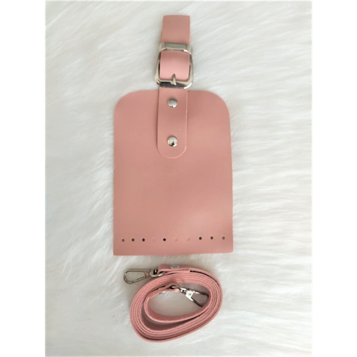 Deri Cep Telefonu Çanta Kapağı Seti Boyun Askılı Pudra Pembe
