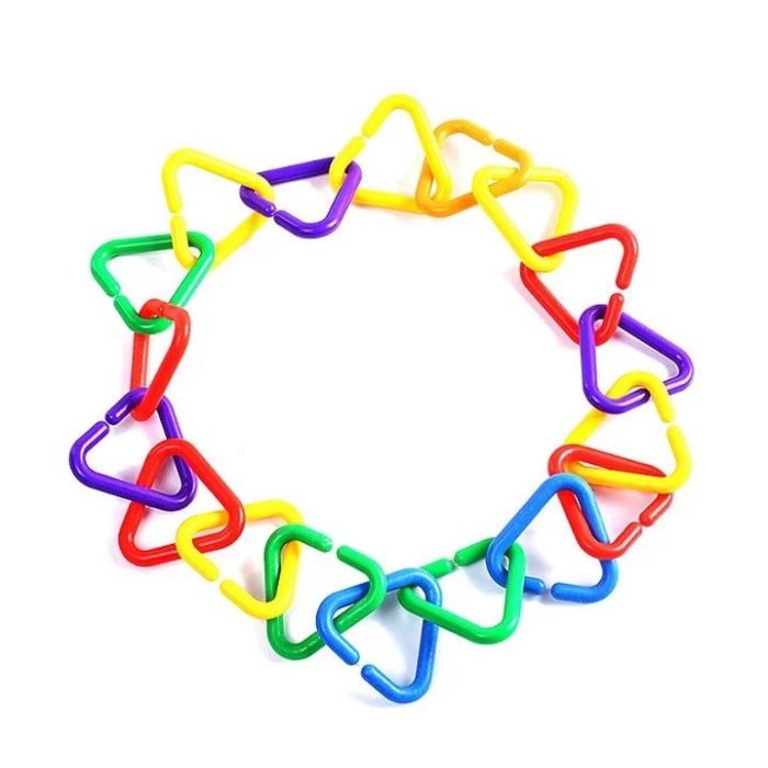20 Adet Renkli Öğretici Geometrik Şekilli Halkalar Puset Askısı