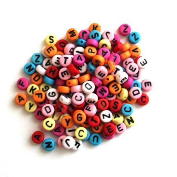 50 gr Harf Boncuk 4x7mm Karışık Renkli Harf Boncuk (50  gr ~375 Adet)