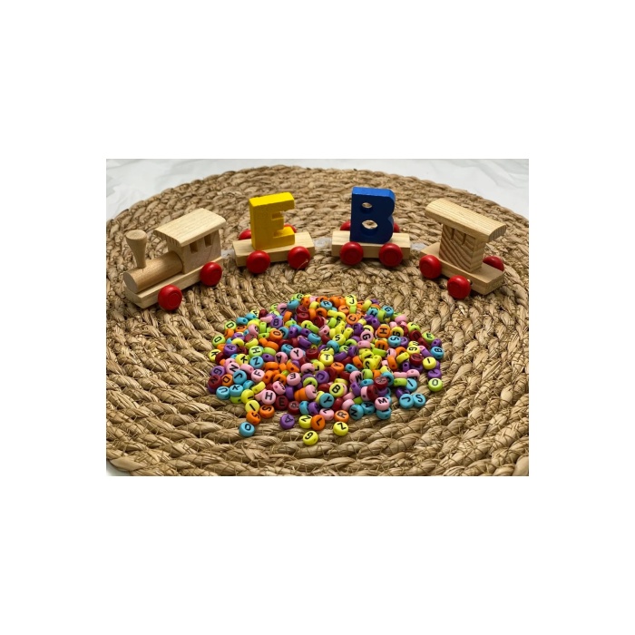 50 gr Harf Boncuk 4x7mm Karışık Renkli Harf Boncuk (50  gr ~375 Adet)