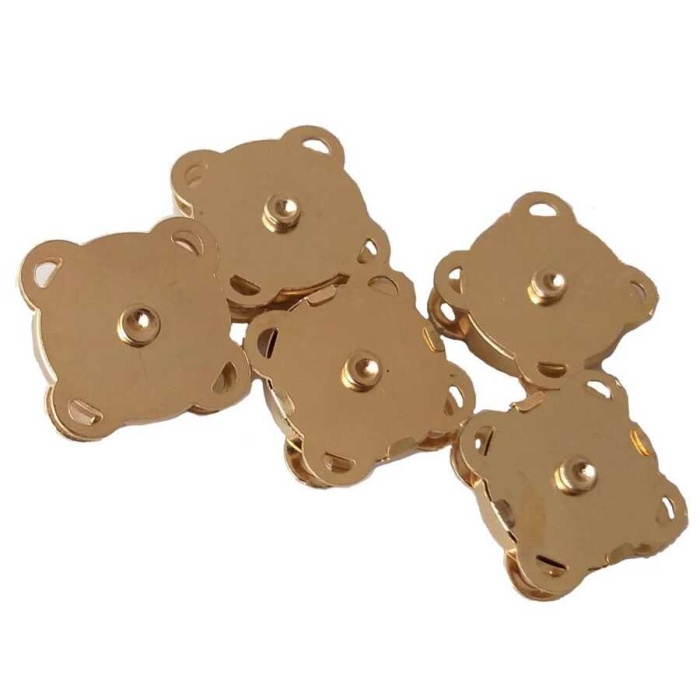 5 Adet 2 Cm Gold Renk Dikmeli Mıknatıslı Çıtçıt Dikilebilir Mıknatıslı Çıt Çıt