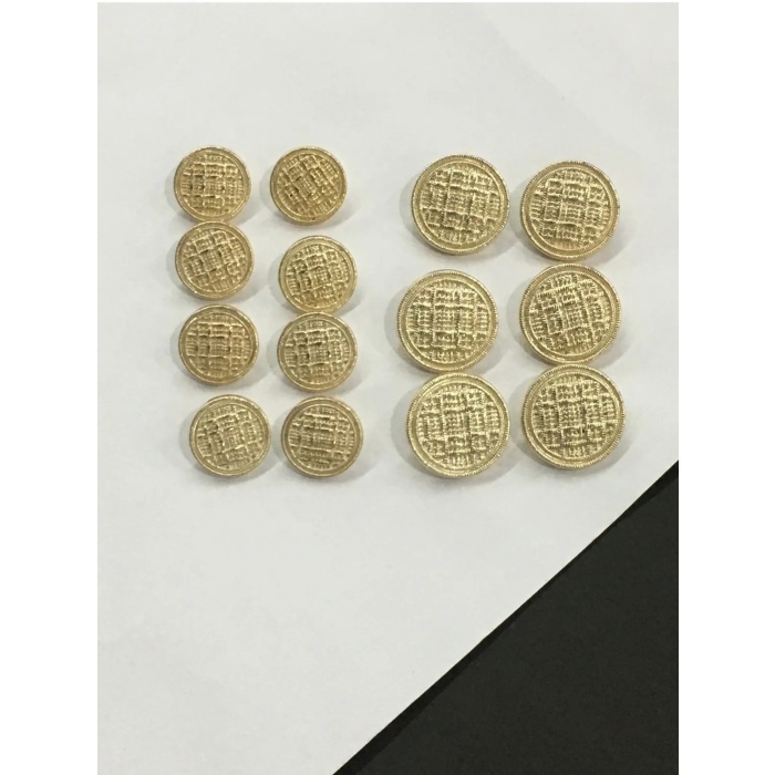 14 Adet Karışık Boy Hasır Desenli Gold Renk Trençkot,Kaban Ve Blazer Ceket Düğmesi Takımı