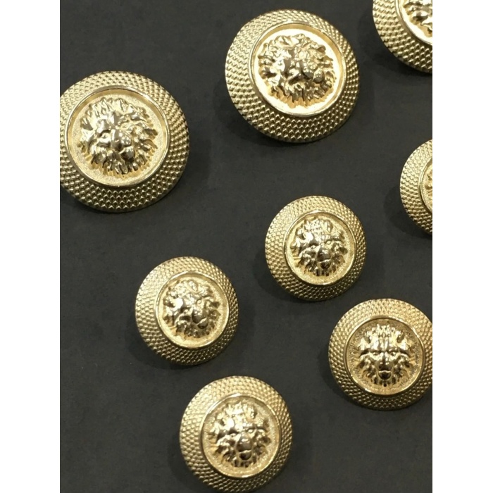 12 Adet Karışık Boy Aslan Desenli Gold Renk Trençkot,Kaban Ve Blazer Ceket Düğmesi Takımı