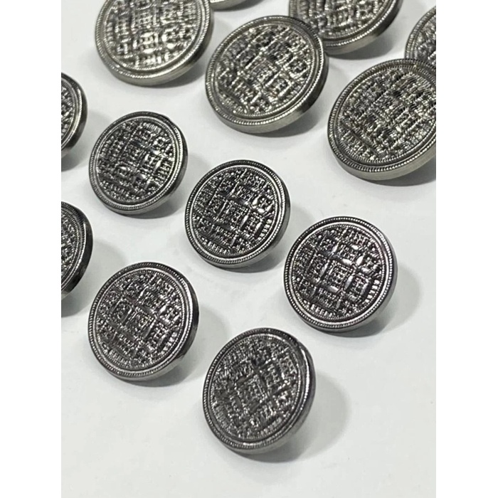 6 Adet 23 Mm (2.3 Cm) Hasır Desenli Gümüş Renk Trençkot Ve Blazer Ceket Düğmesi