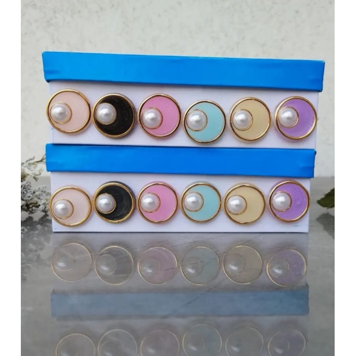 6 Adet 25 Mm Renkli Özel Döküm Büyük İncili Crop Düğme