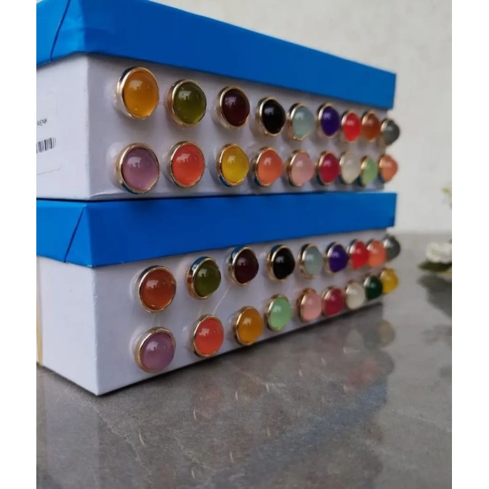 90 Adet 13 Mm Gold Kenarlı Yuvarlak Renkli Düğme