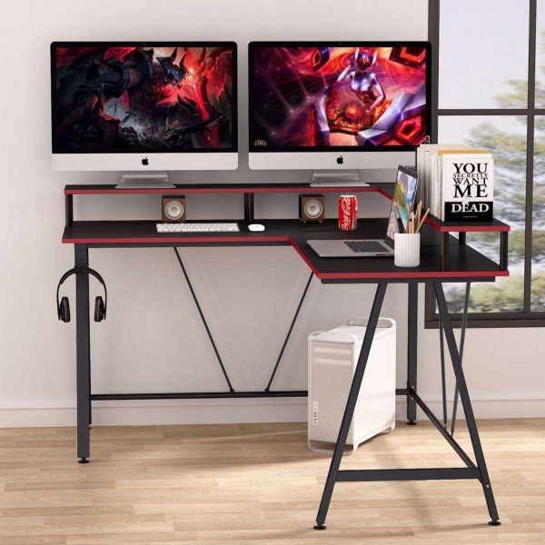 Zizuva Tasarım L Model Monitör Raflı Oyuncu Ve Çalışma Masası