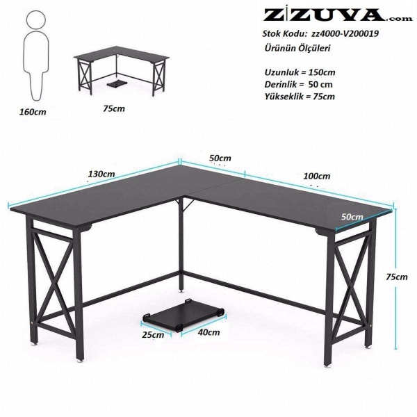 Zizuva Tasarım  L Model Çalışma Masası