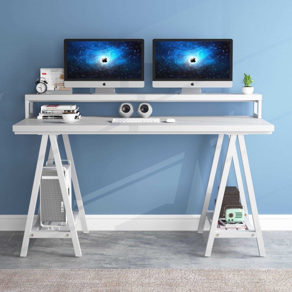 Zizuva Tasarım Ergonomik Beyaz Çalışma Masası