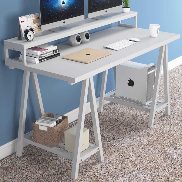 Zizuva Tasarım Ergonomik Beyaz Çalışma Masası