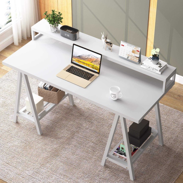 Zizuva Tasarım Ergonomik Beyaz Çalışma Masası