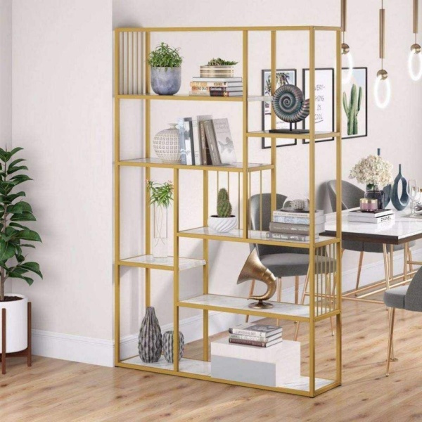 Zizuva Tasarım Gold 7 Raflı Kitaplık Ve Düzenleyici