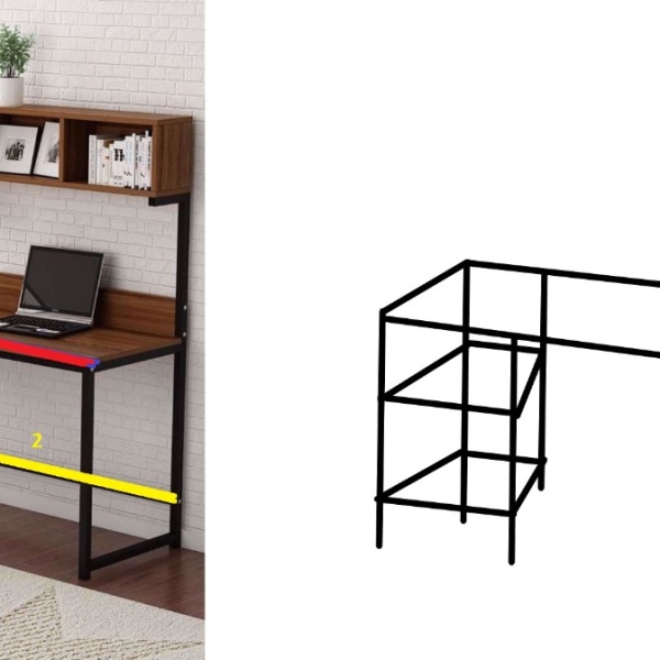 Zizuva Tasarım Beyaz  L Model Kitaplıklı Çalışma Masası