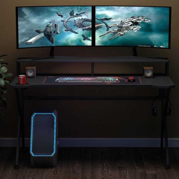 Zizuva Tasarım Monitör Raflı Askılıklı Oyuncu Masası