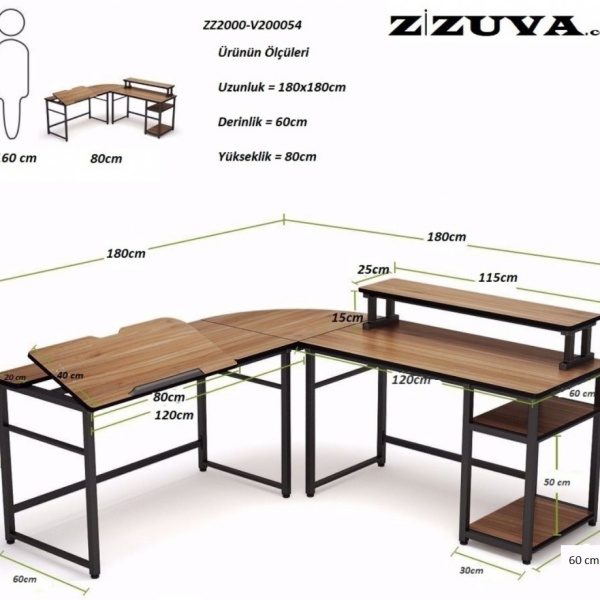 Zizuva Ceviz L Köşe Mimar Çizim Ve Çalışma Masası